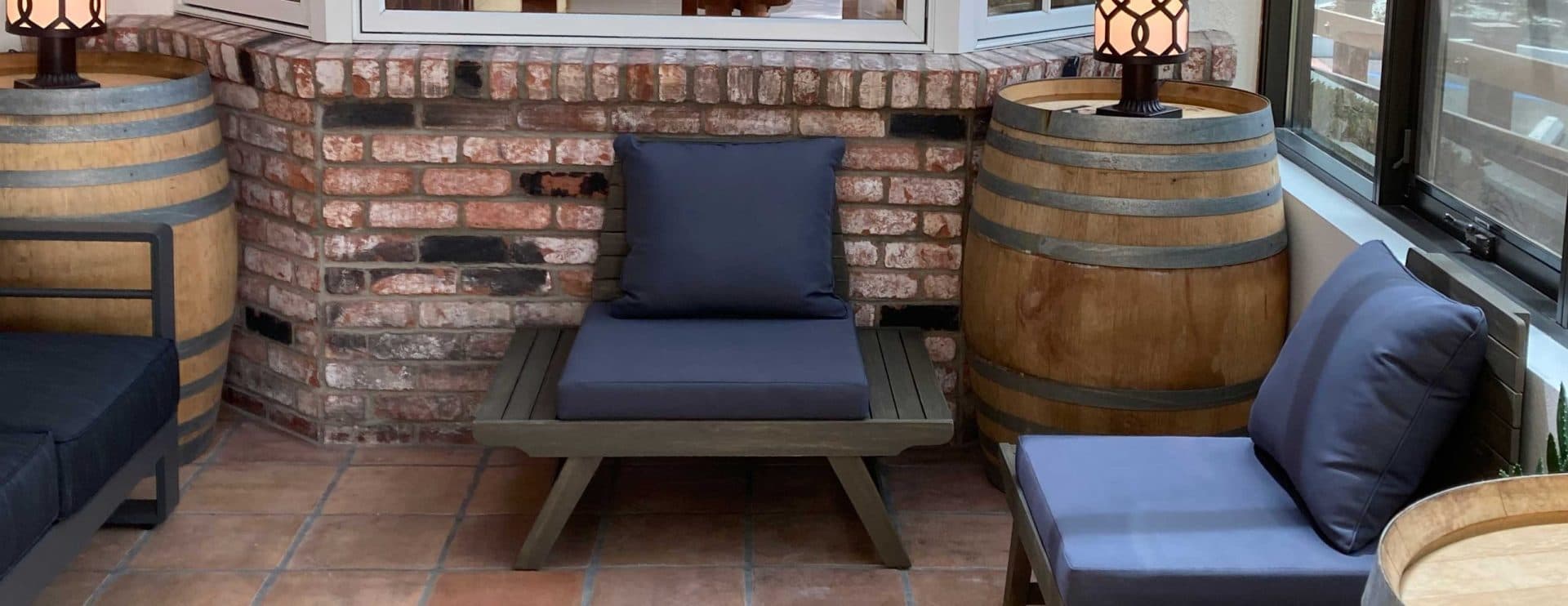 Outdoor patio seating at Good Land Wine Shop